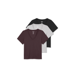Women's Pima Cotton V-Neck T-Shirt 3-Pack