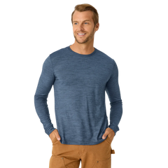 Men's Merino Wool Blend Crew Neck Long Sleeve T-Shirt 3-Pack