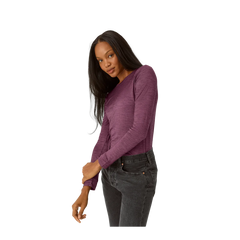 Women's Merino Wool Blend Crew Neck Long Sleeve T-Shirt
