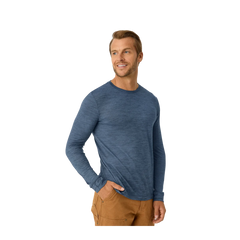 Men's Merino Wool Blend Crew Neck Long Sleeve T-Shirt