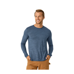 Men's Merino Wool Blend Crew Neck Long Sleeve T-Shirt