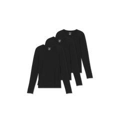 Women's Merino Wool Blend Crew Neck Long Sleeve T-Shirt 3-Pack