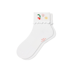 Bombas x Susan Alexandra Embellished Ruffle Rib Quarter Socks