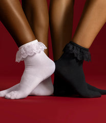 Women’s Ruffle Lace Quarter Sock 3-Pack