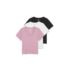 Women's Pima Cotton V-Neck T-Shirt 3-Pack