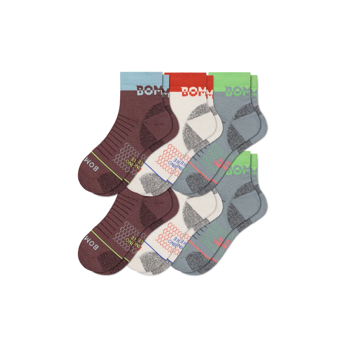Women's Merino Wool Blend Hiking Quarter Sock 6-Pack