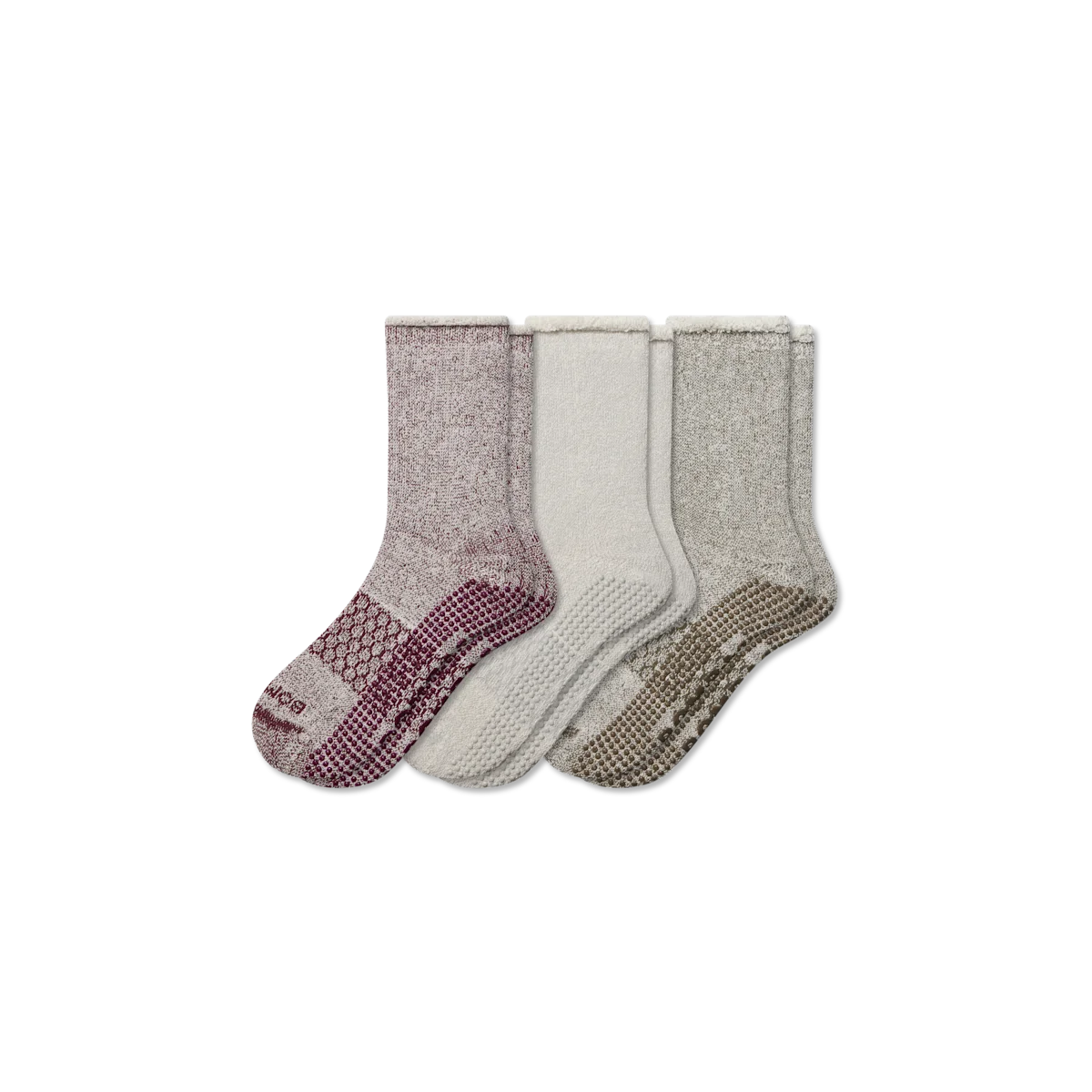 Women’s Roll-Top Merino Blend Gripper House Sock 3-Pack