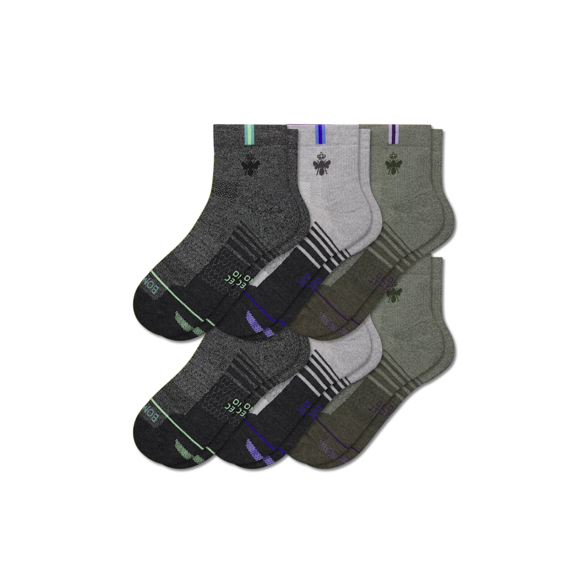 Men's Merino Wool Blend Run Quarter Sock 6-Pack