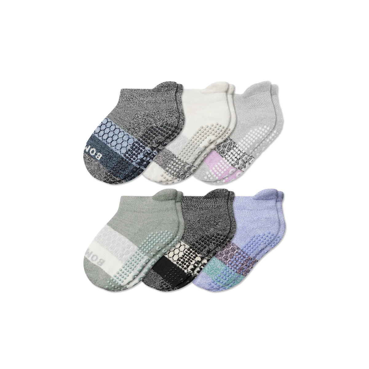 Toddler Tri-Block Gripper Ankle Sock 6-Pack
