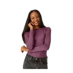 Women's Merino Wool Blend Crew Neck Long Sleeve T-Shirt