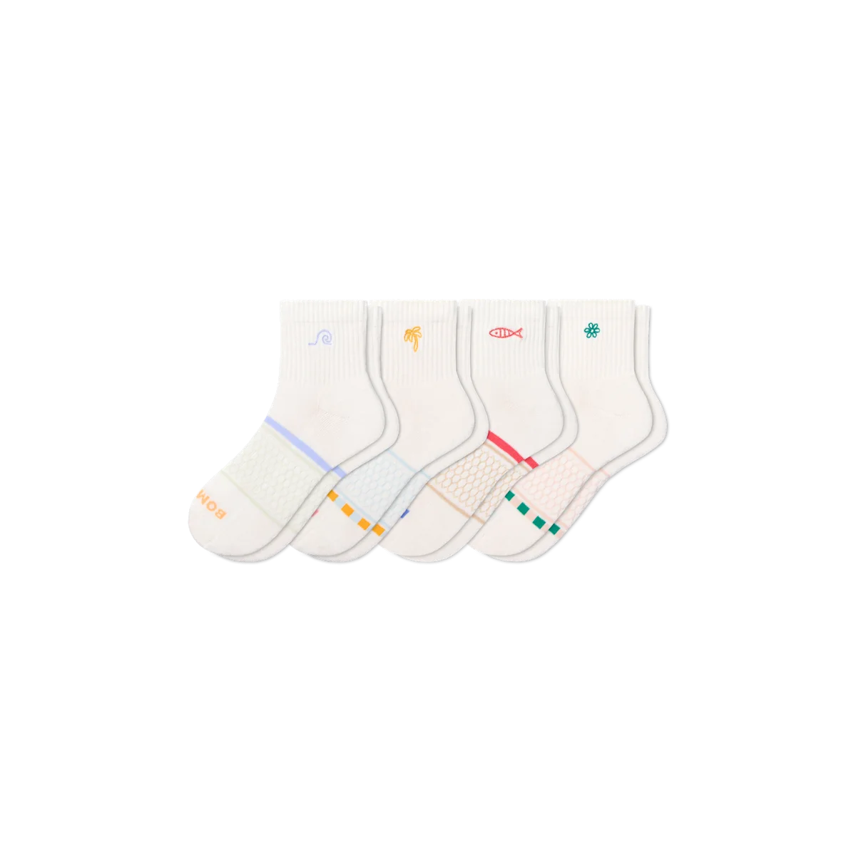 Women's Beach Day Embroidered Quarter Sock 4-Pack