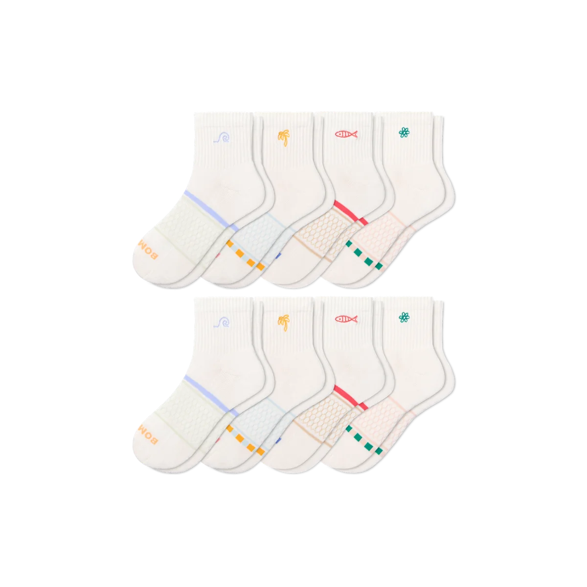 Women's Beach Day Embroidered Quarter Sock 8-Pack