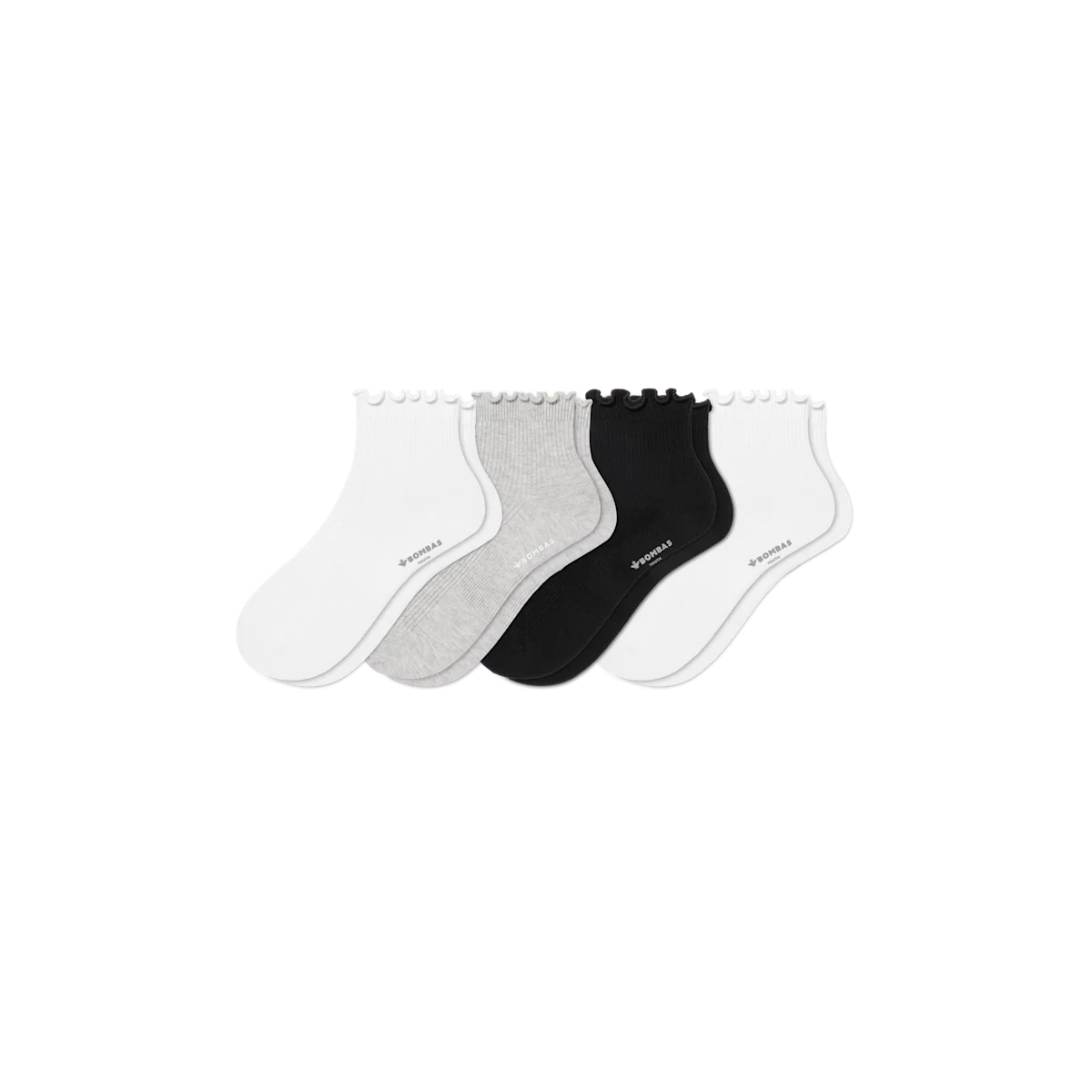 Youth Ruffle Rib Quarter Sock 4-Pack