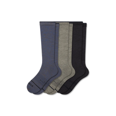 Men's Merino Wool Blend Everyday Compression Knee High Socks 3-Pack (15-20mmHg)